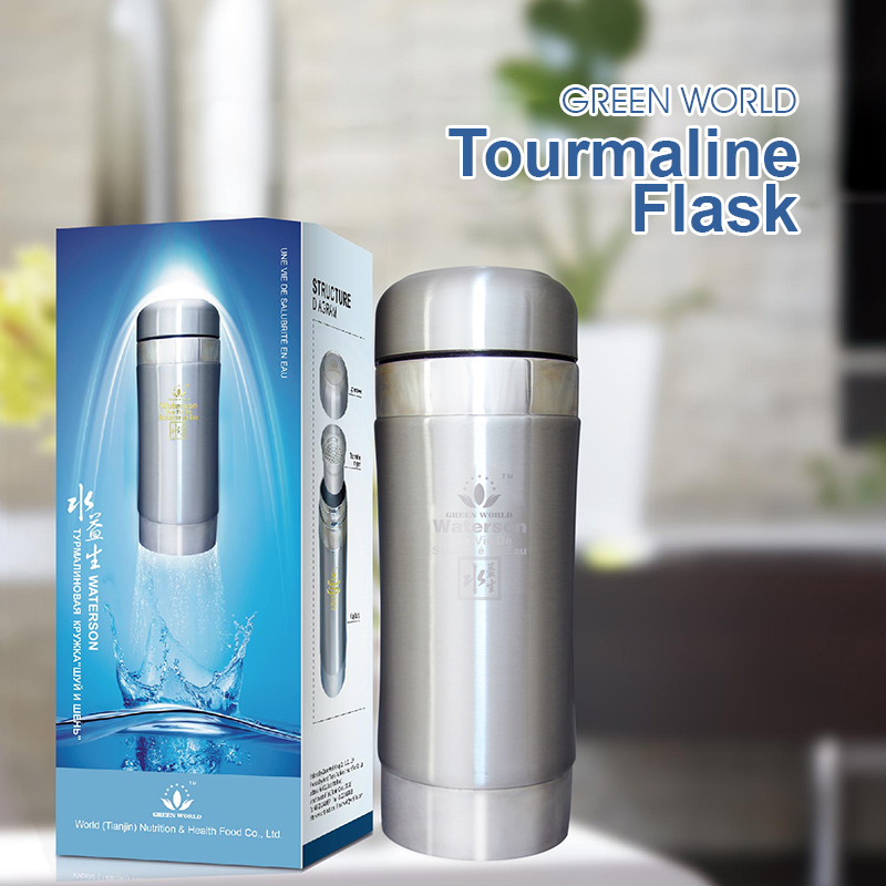 Green World Tourmaline Energy Flask – Wellness Water Flask - Image 2