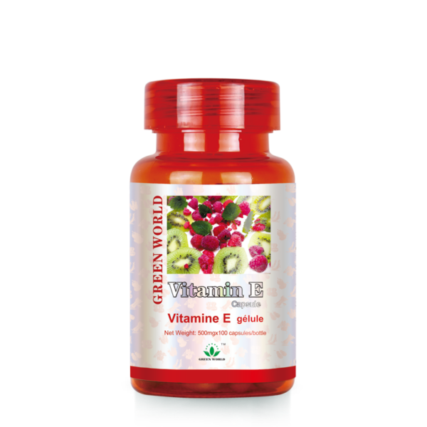 Green World Vitamin E Capsules – Antioxidant & Skin Support – 100 Capsules (500 mg)