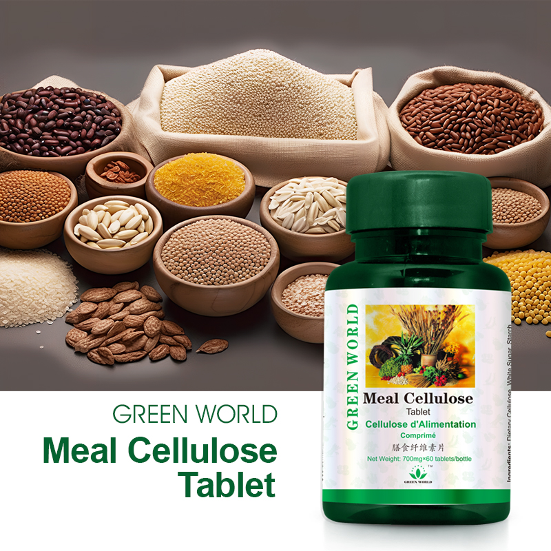 Green World Meal Cellulose Tablets – Dietary Fibre for Digestion – 60 Tablets (700 mg) - Image 2