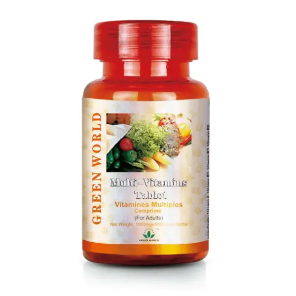Green World Multivitamin Tablets for Adults – Daily Wellness – 100 Tablets (1000 mg)